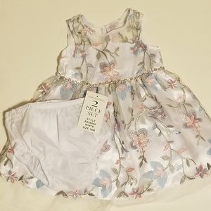 Rare Editions Flower Embroidered Infant Dress 18M